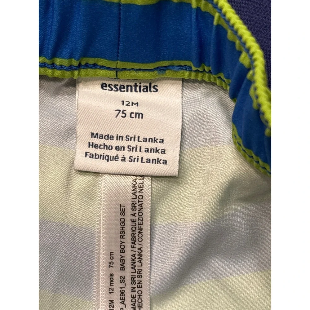 Amazon Essentials Baby Boy Rash Guard and Swim Trunks Set Navy Blue Lime 12M